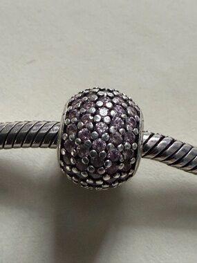 Authentic Pandora Light Pink Pavé Ball Charm Cz Silver